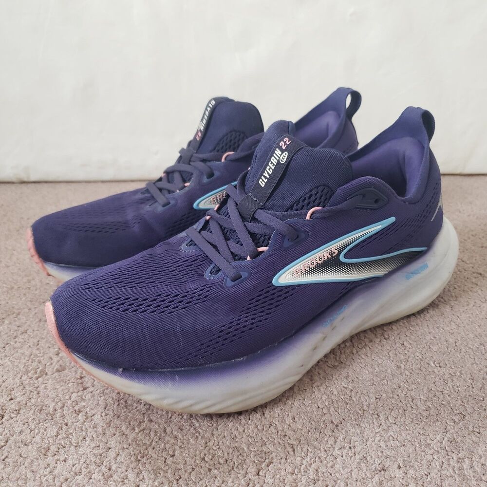 Brooks Women’s Dark Purple Athletic Running Shoes with Light Blue Accents